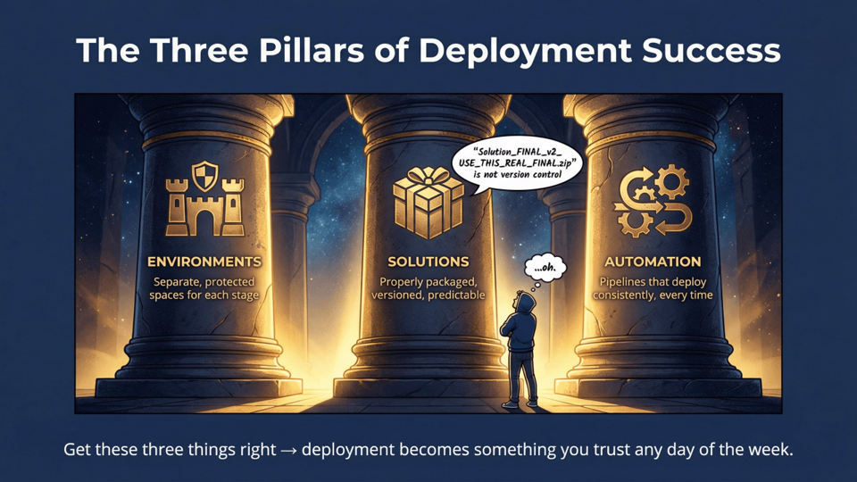 Three pillars of Power Platform deployment success: Environments, Solutions, Automation